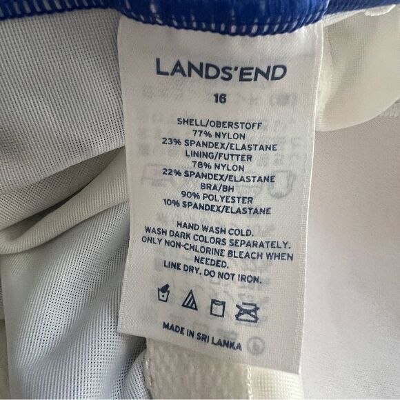Lands End Electric Blue Chlorine Resistant Scoop Neck Tugless Swimsuit 16 - Picture 10 of 10